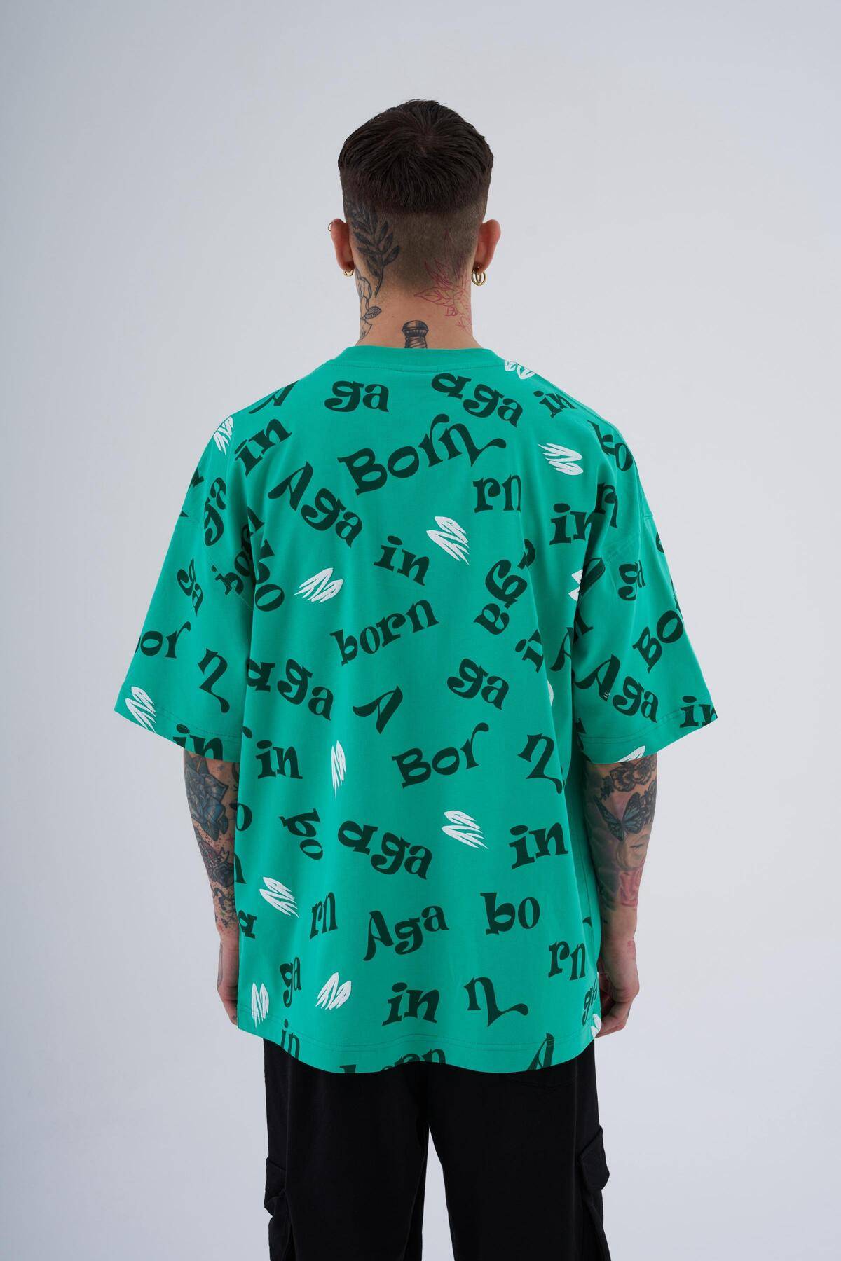 تیشرت مردانه One Nine 86 چاپ شده با رنگ سبز روشن