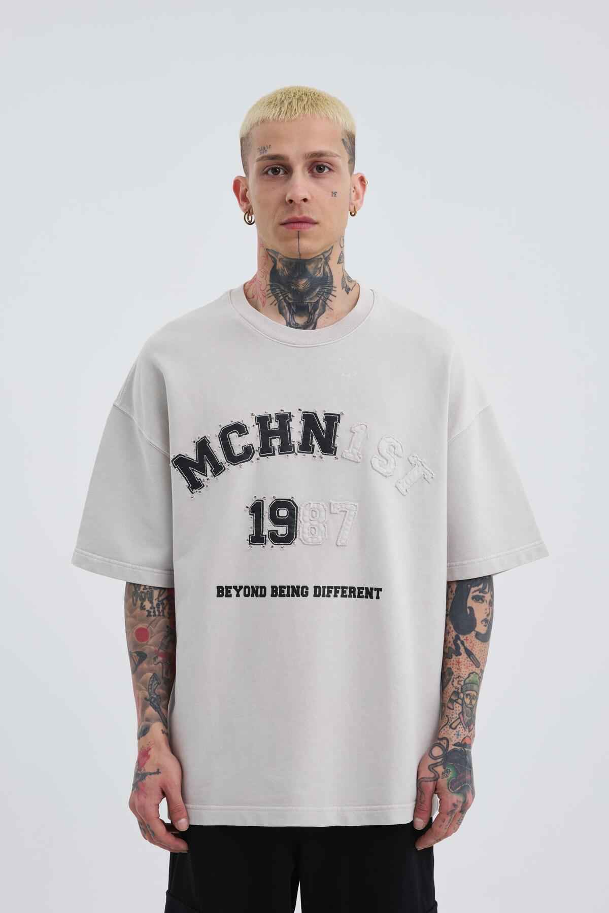 تیشرت ابری آسفالت دوزی شده مردانه