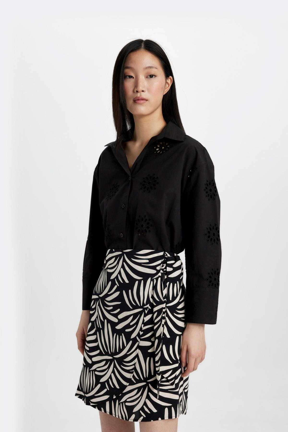 پیراهن آستین بلند گلدوزی بزرگ سایز