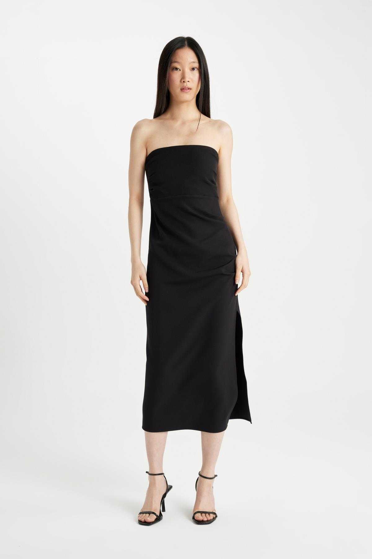 لباس میدی مشکی بدون بند بادیکن