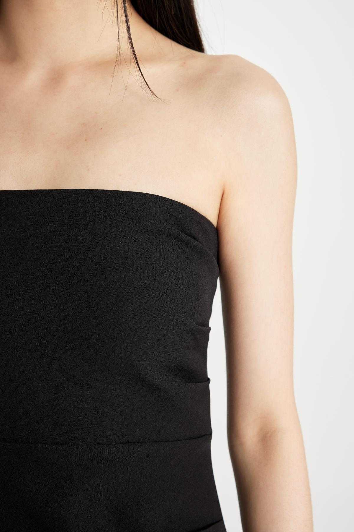 لباس میدی مشکی بدون بند بادیکن