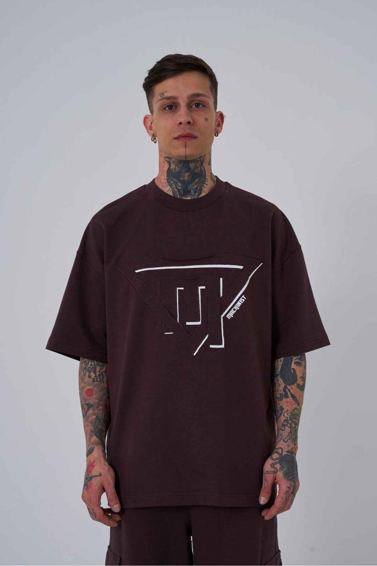 تیشرت مردانه سه گانه قهوه ای چاپ شده