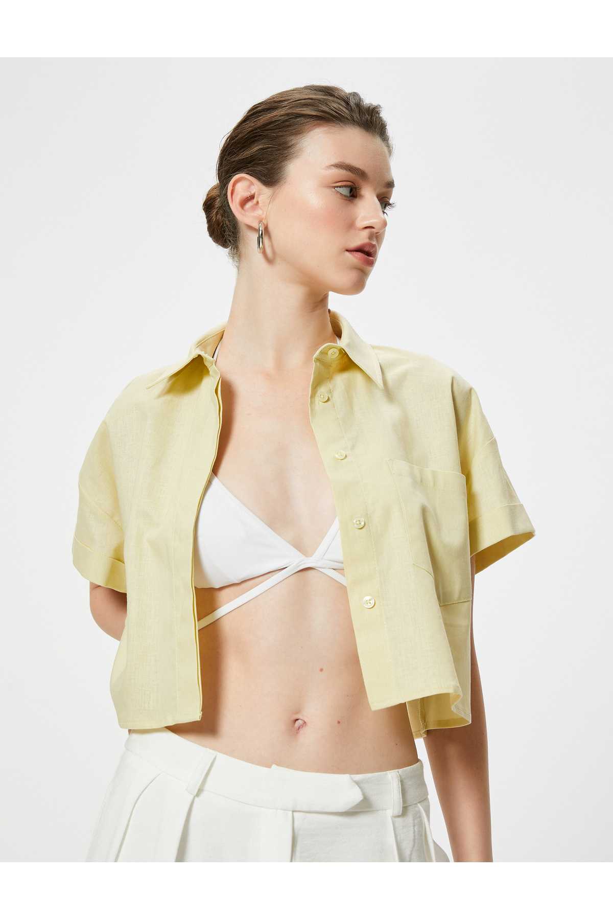 ترکیبی از پنبه کتانی با جیب برش