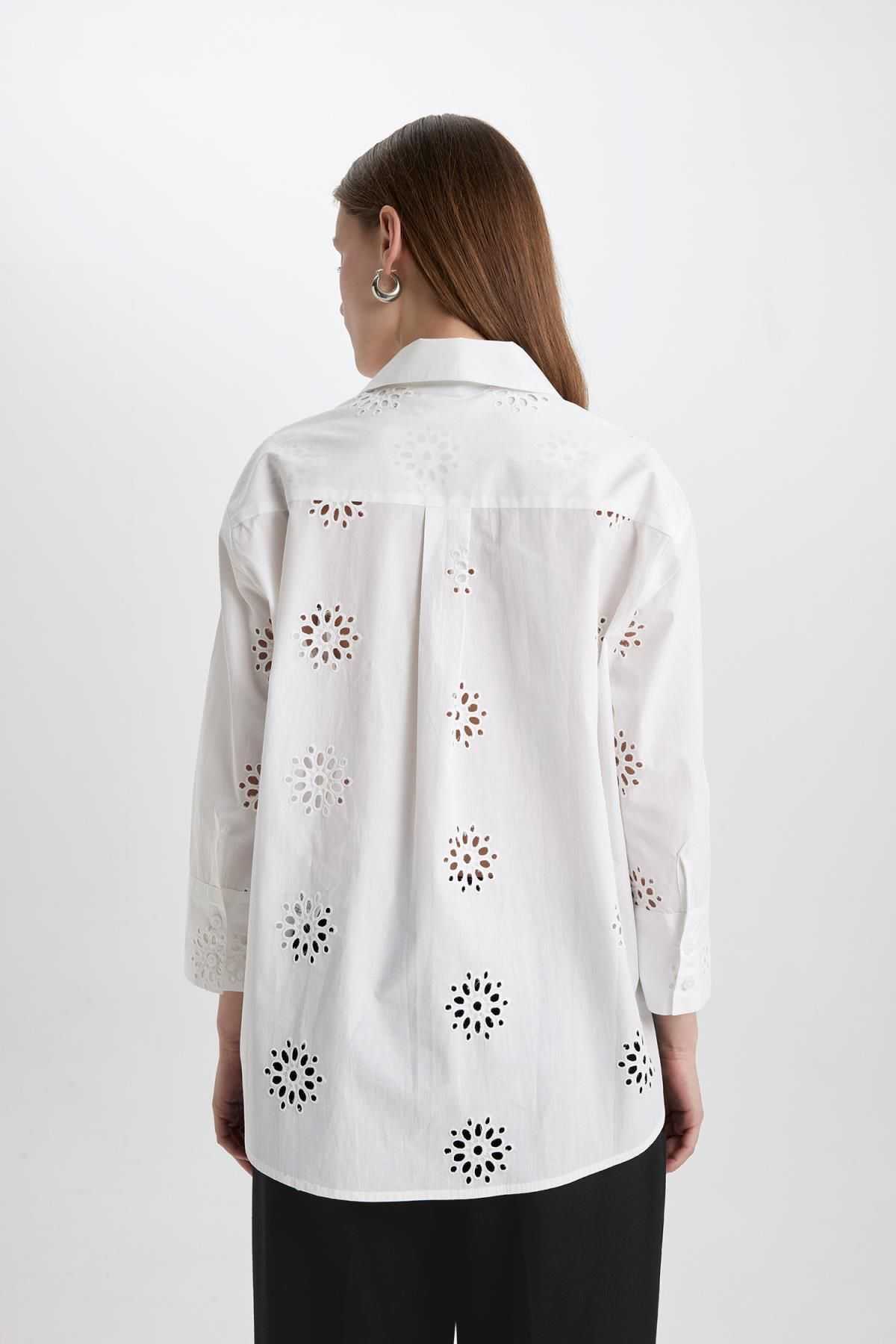 پیراهن آستین بلند گلدوزی بزرگ سایز