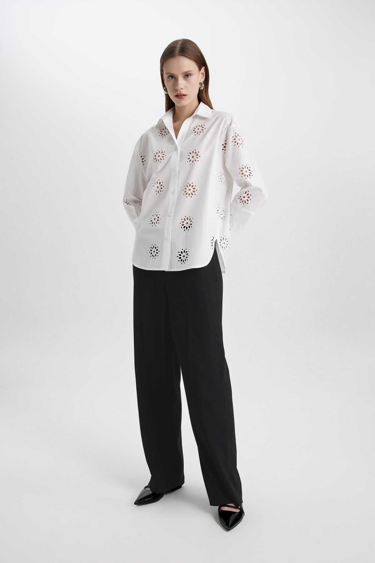 پیراهن آستین بلند گلدوزی بزرگ سایز