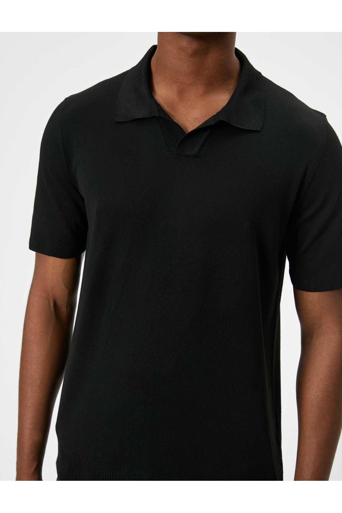 ژاکت بافتنی یقه پولو ژاکت باریک آستین کوتاه برس دار