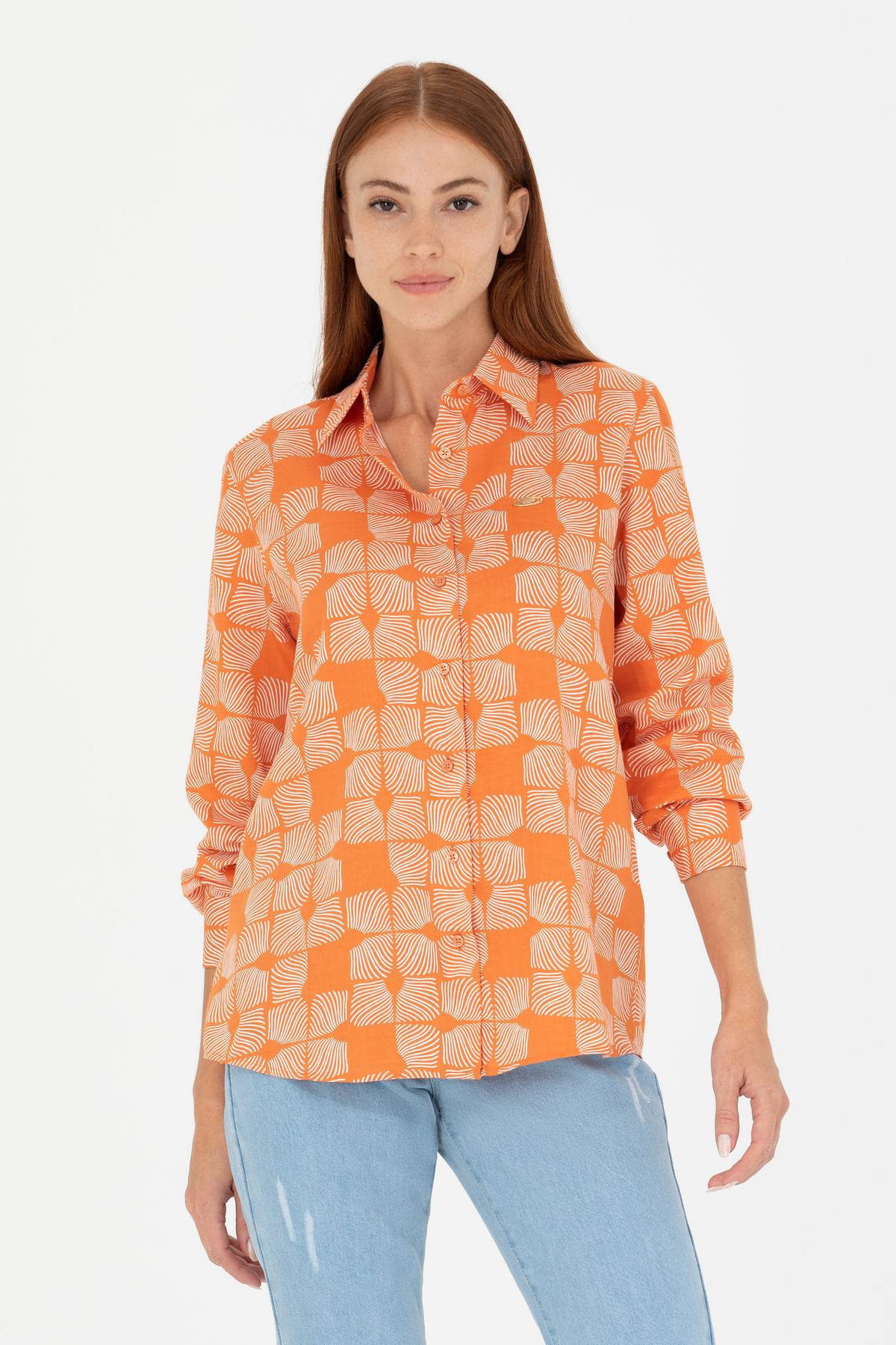 پیراهن آستین بلند زنانه آجری 50264437-vr031