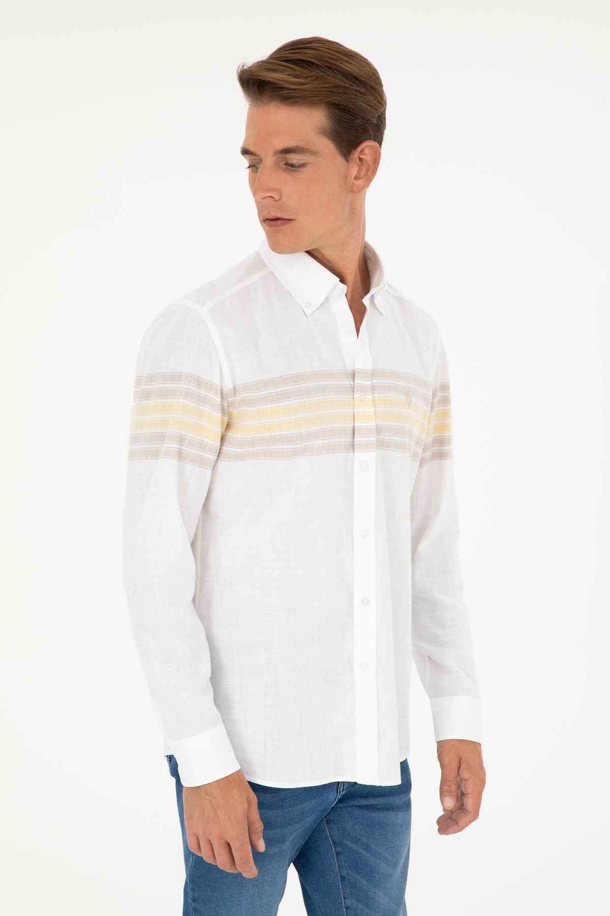 پیراهن آستین بلند مردانه خاکی 50288923-VR027