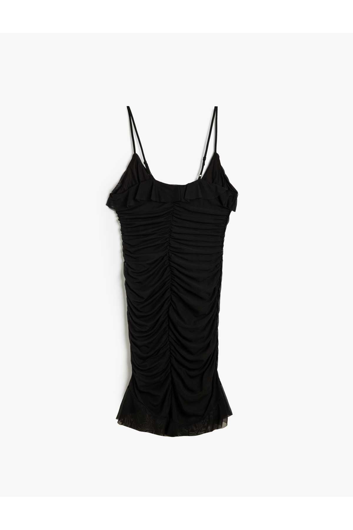 لباس مینی بند بند دار با آستر توری