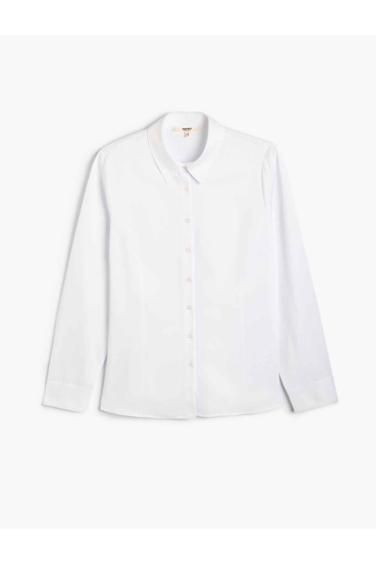 پیراهن کلاسیک پوپلین آستین بلند و منظم