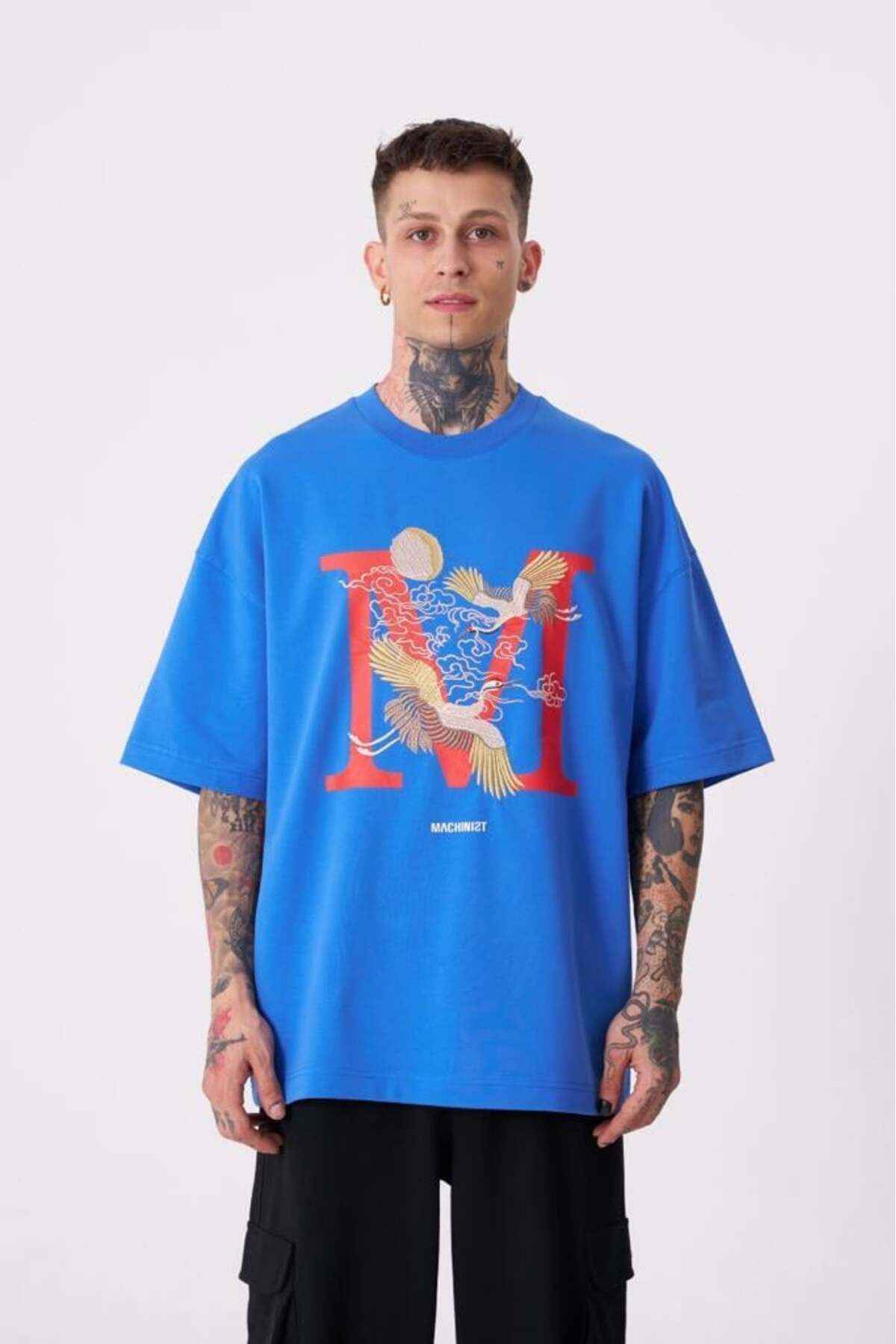 تیشرت مردانه بنفش با چاپ جرثقیل پرنده