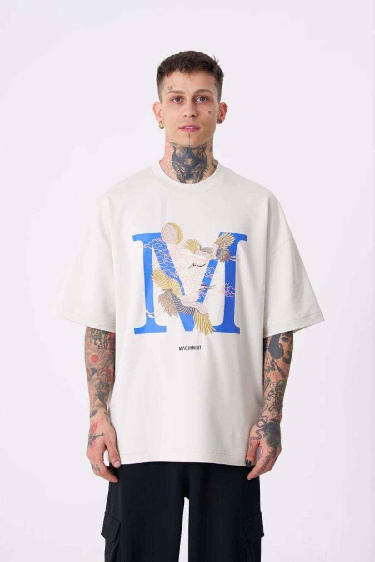 تیشرت مردانه بنفش با چاپ جرثقیل پرنده