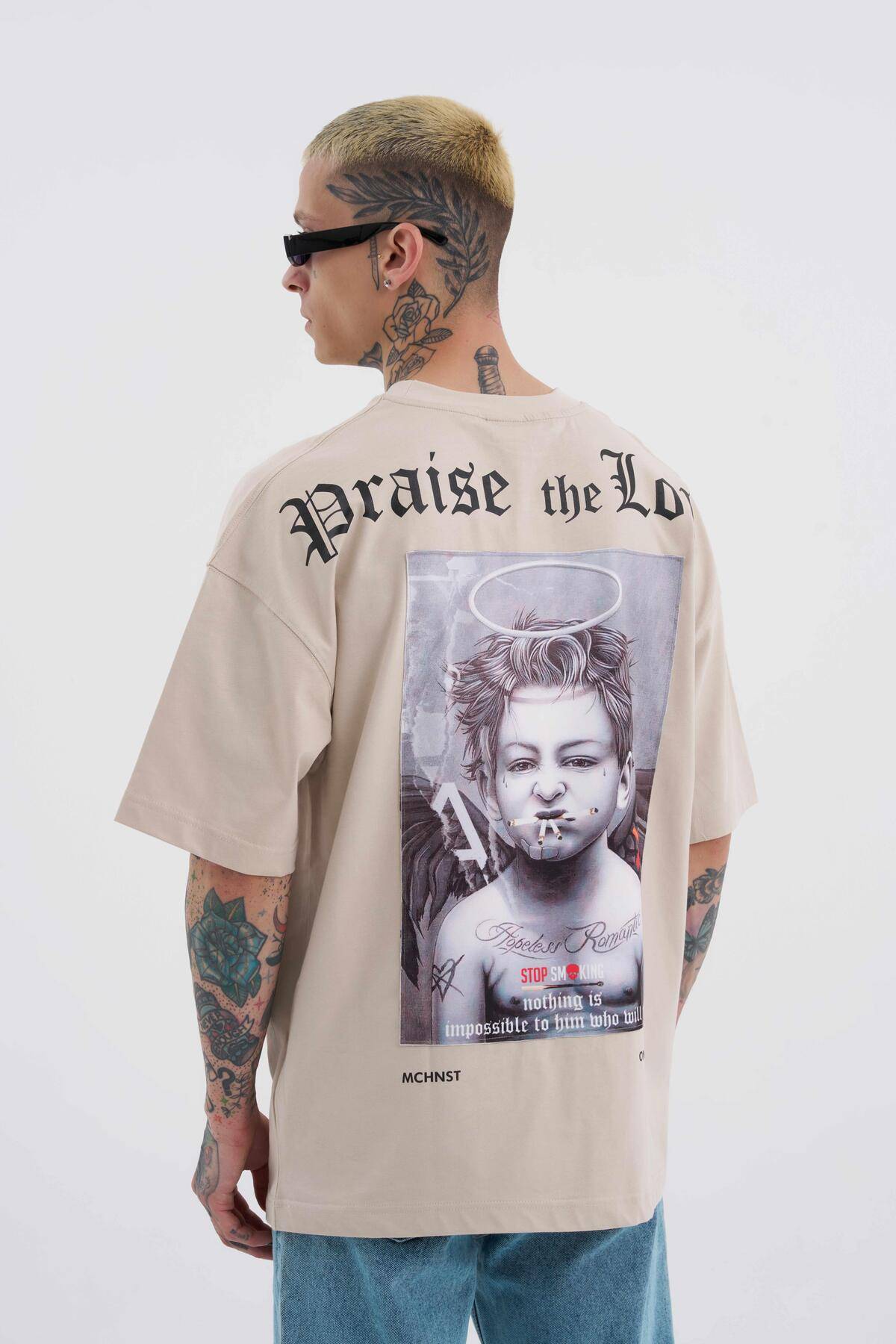 تیشرت مشکی سایز بزرگ مردانه با چاپ فرشته بد