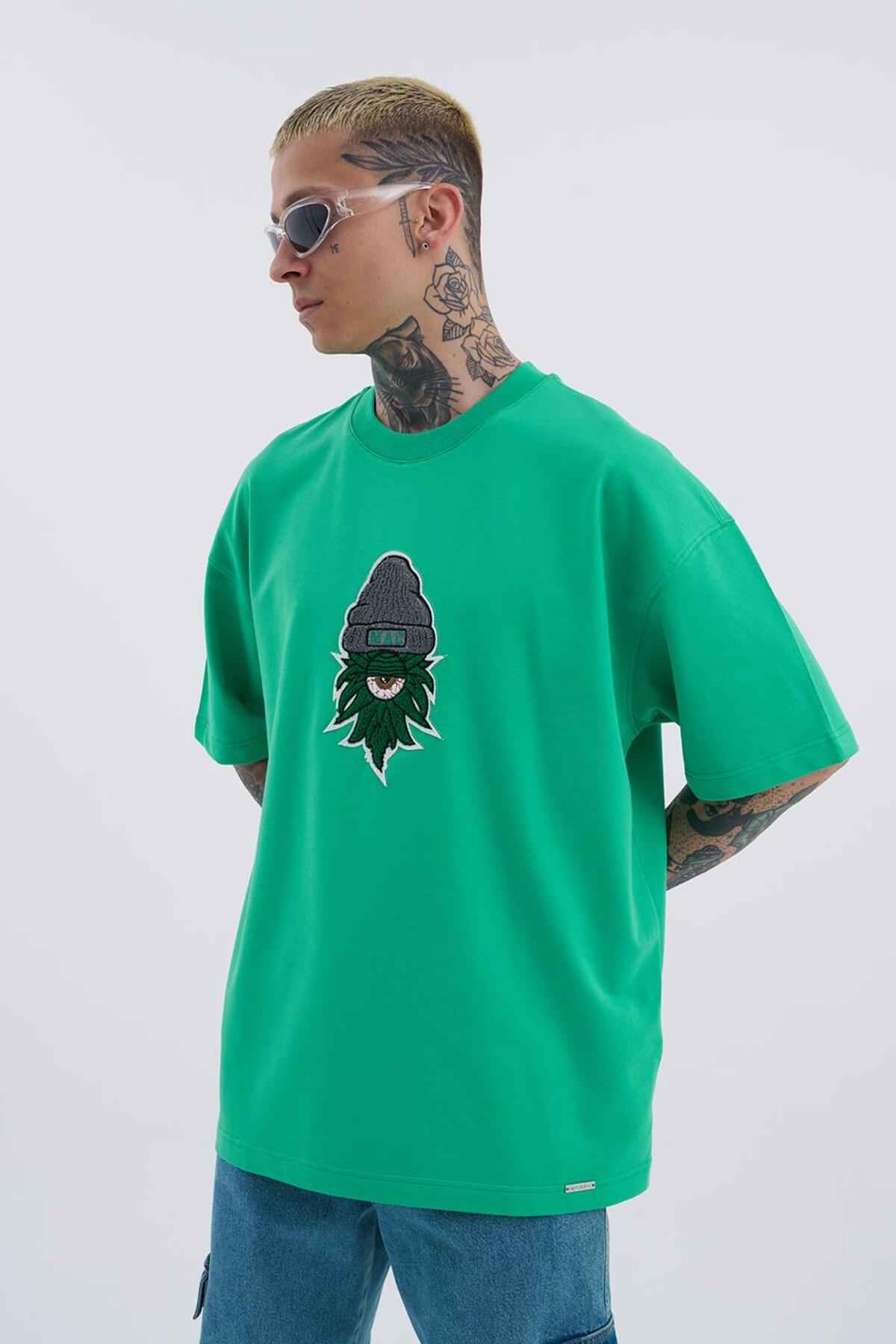 تیشرت اکرو سایز اورسایز دوزی چشم برگی مردانه