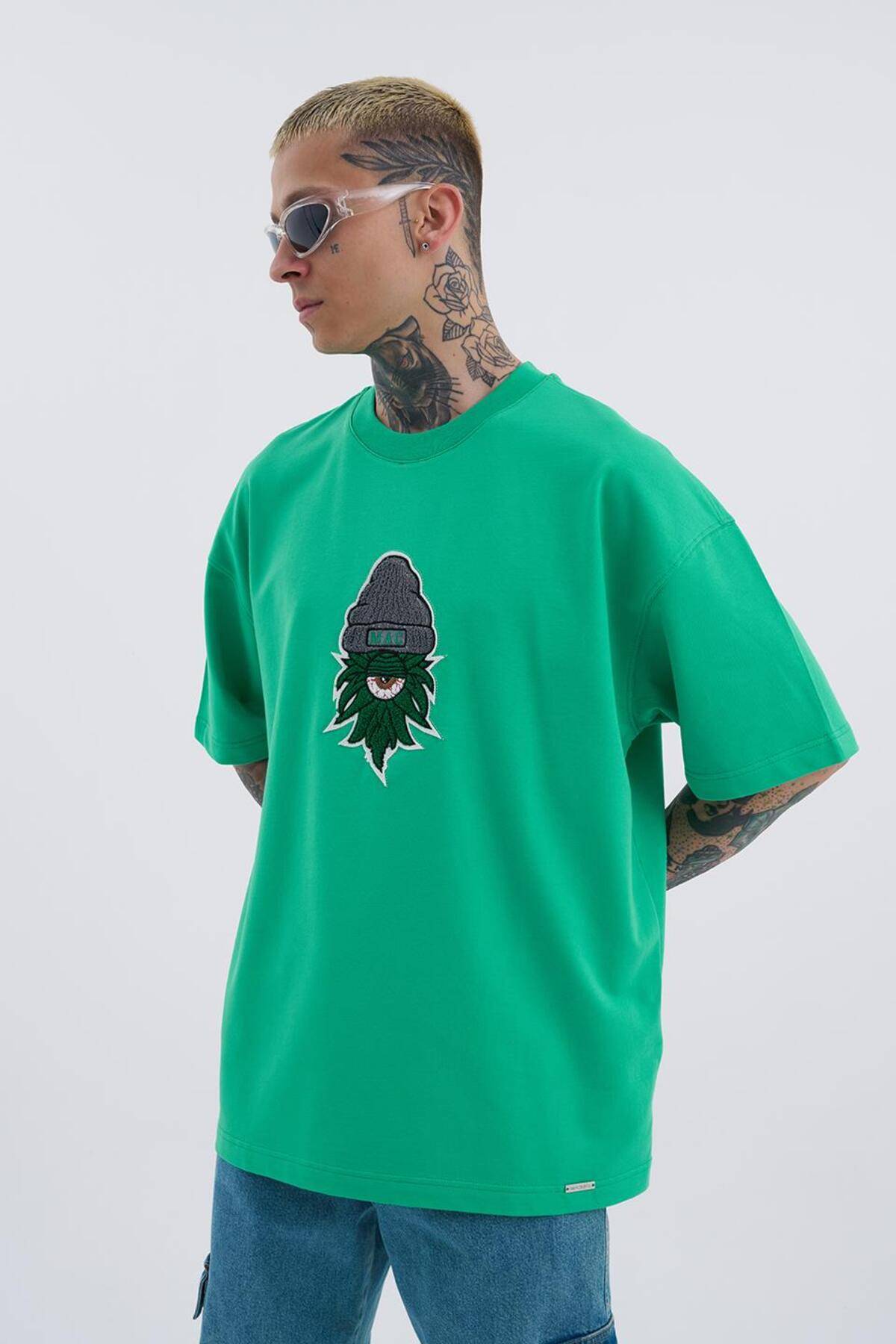 تیشرت اکرو سایز اورسایز دوزی چشم برگی مردانه
