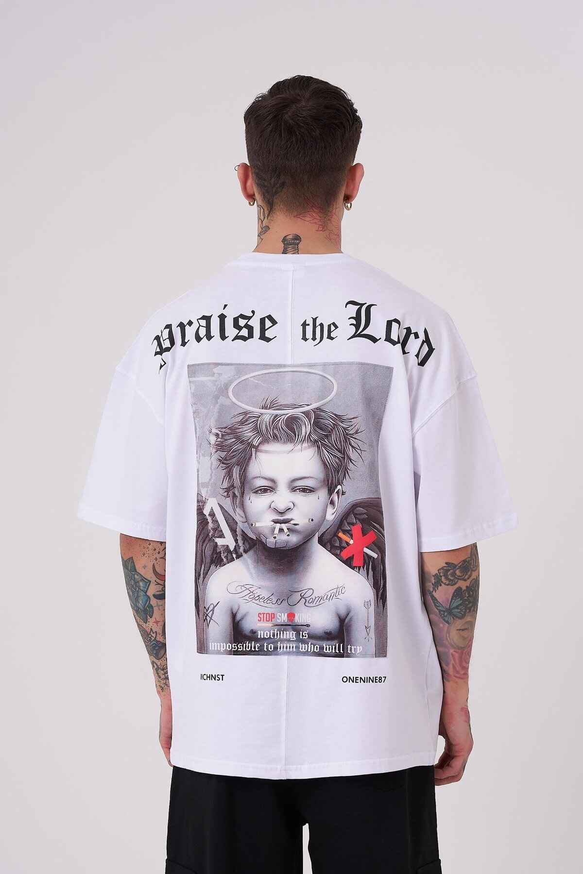 تیشرت مشکی سایز بزرگ مردانه با چاپ فرشته بد