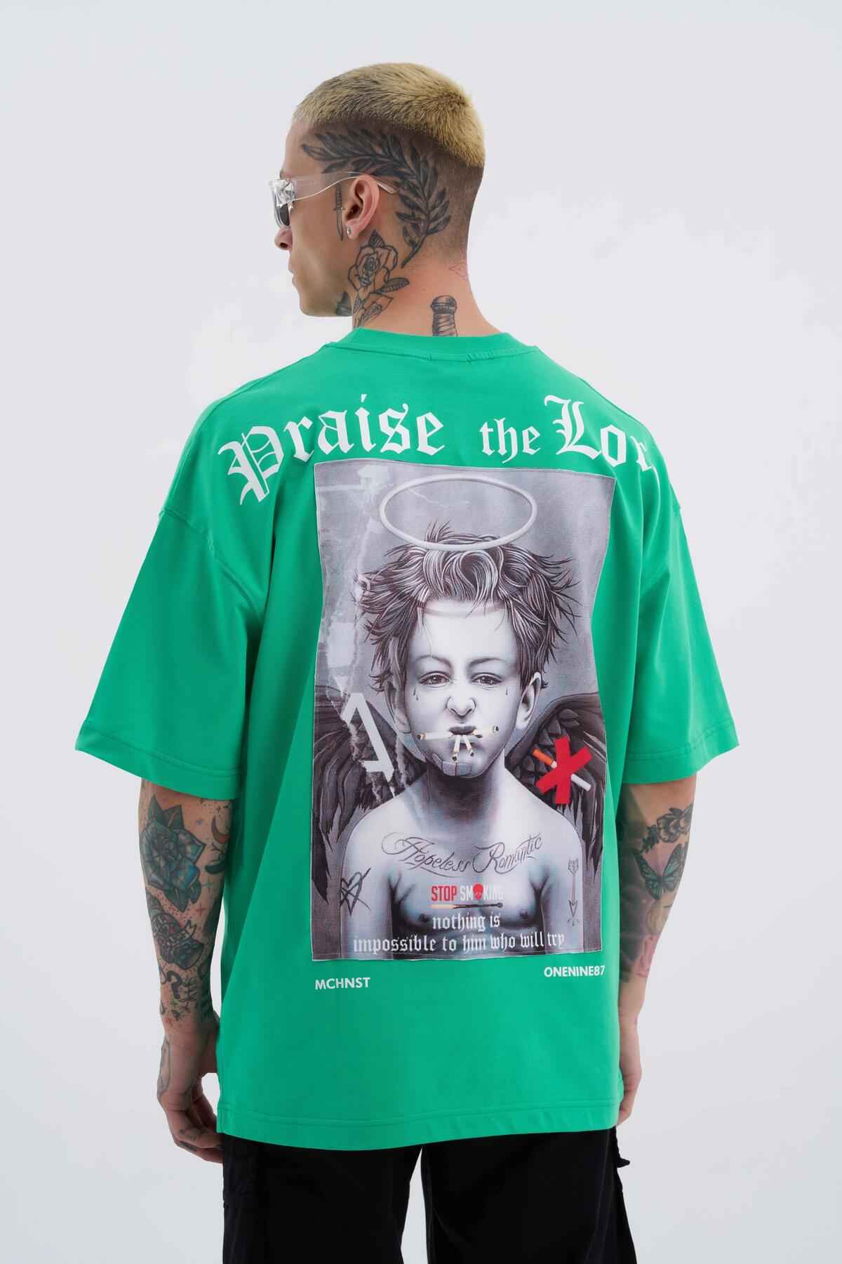 تیشرت مشکی سایز بزرگ مردانه با چاپ فرشته بد