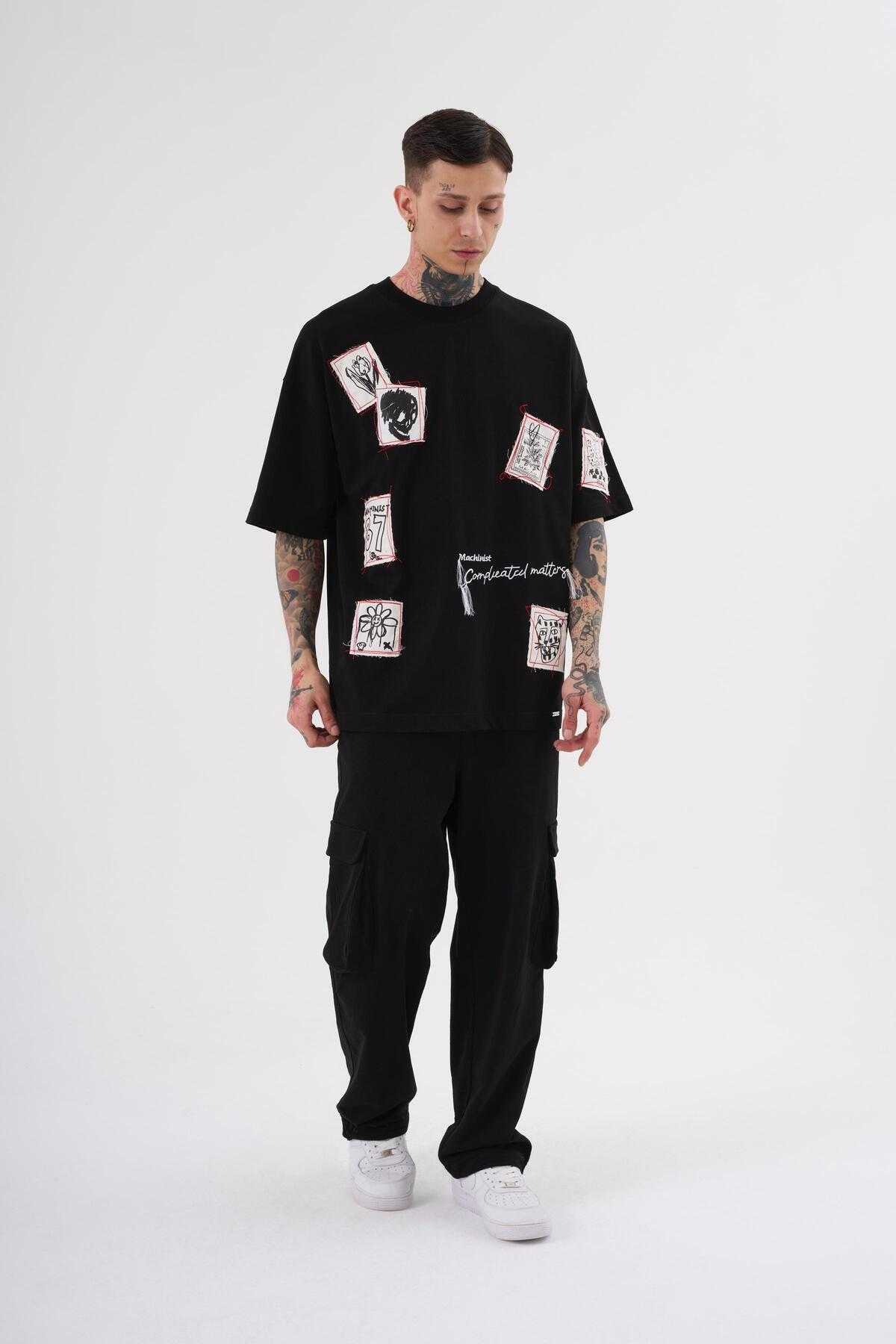 تیشرت مردانه اکرو سایز وصله دار چاپ شده