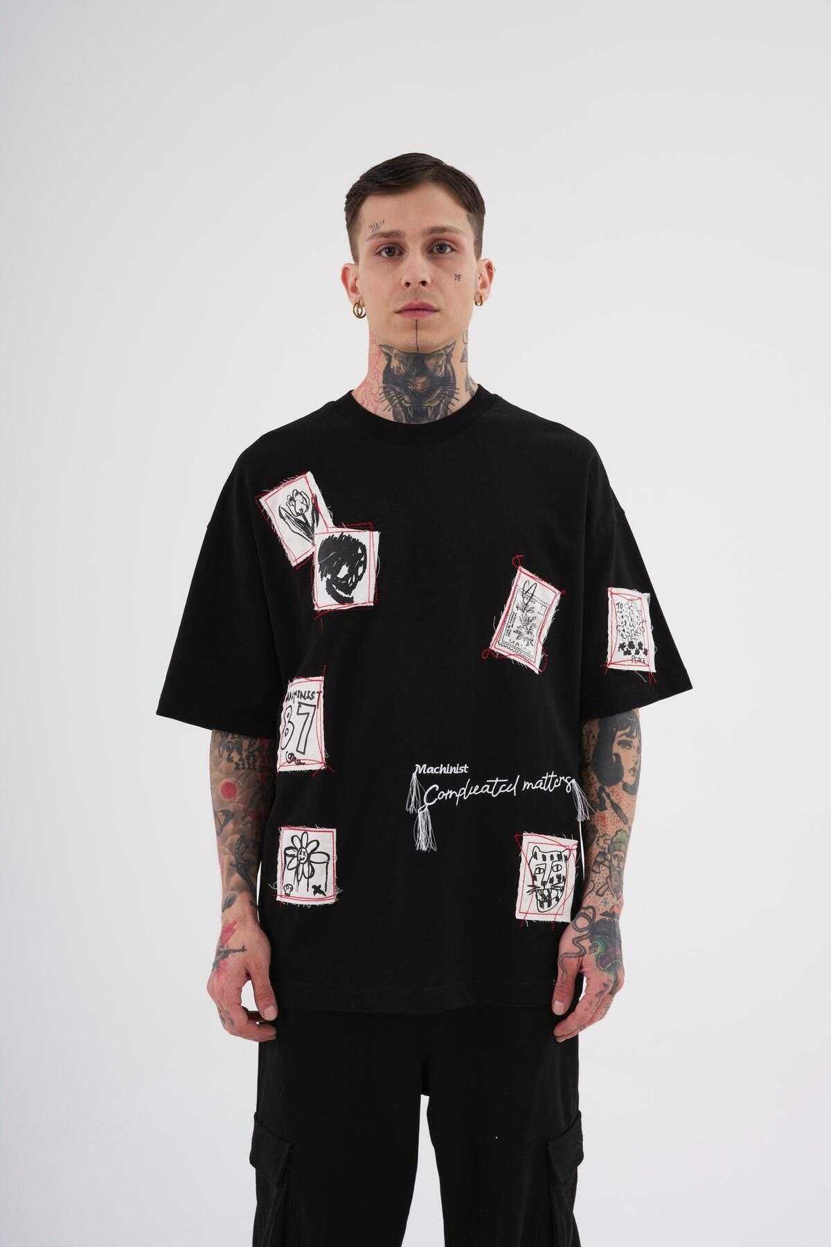 تیشرت مردانه اکرو سایز وصله دار چاپ شده