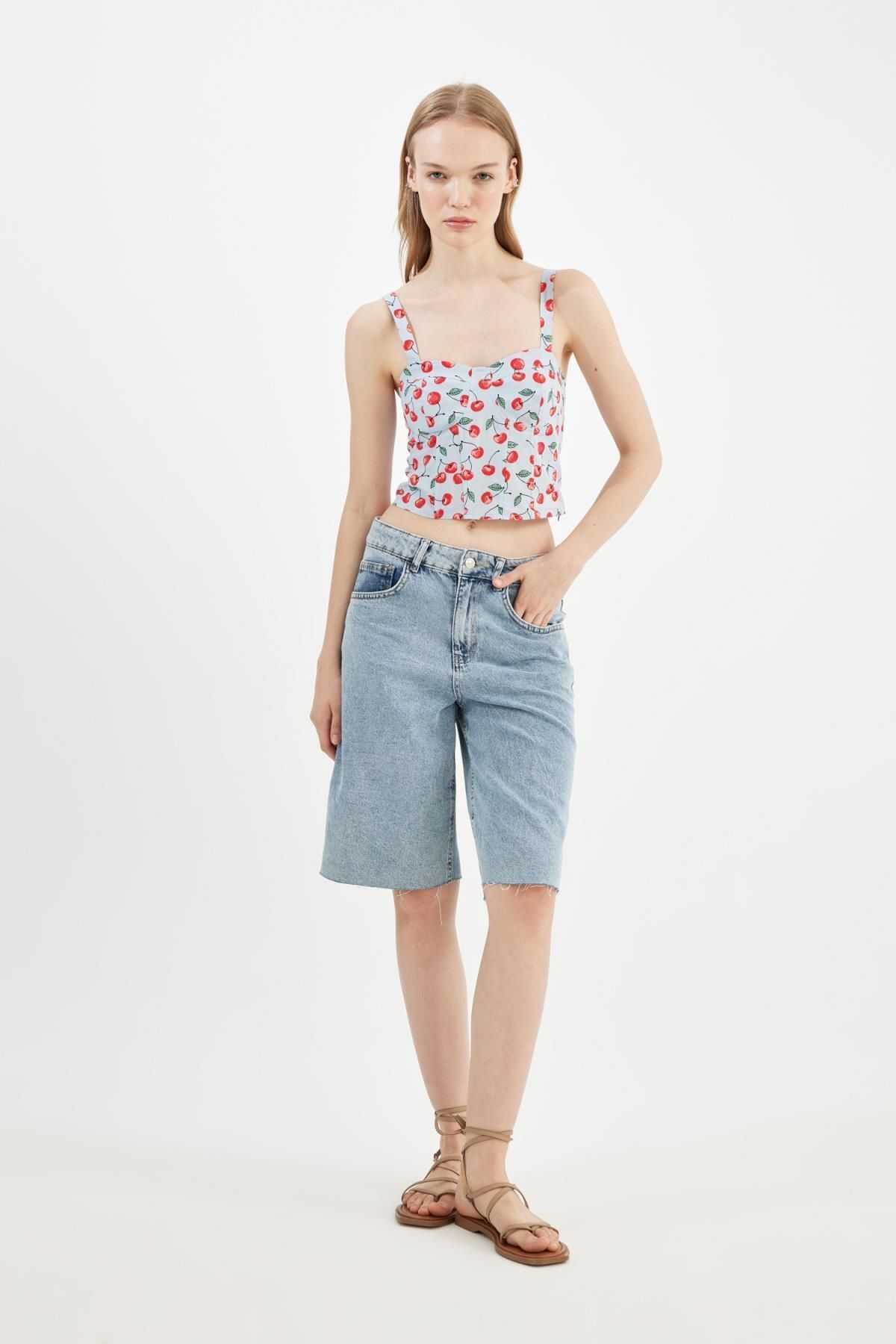 بلوز پوپلین بنددار طرح دار باحال