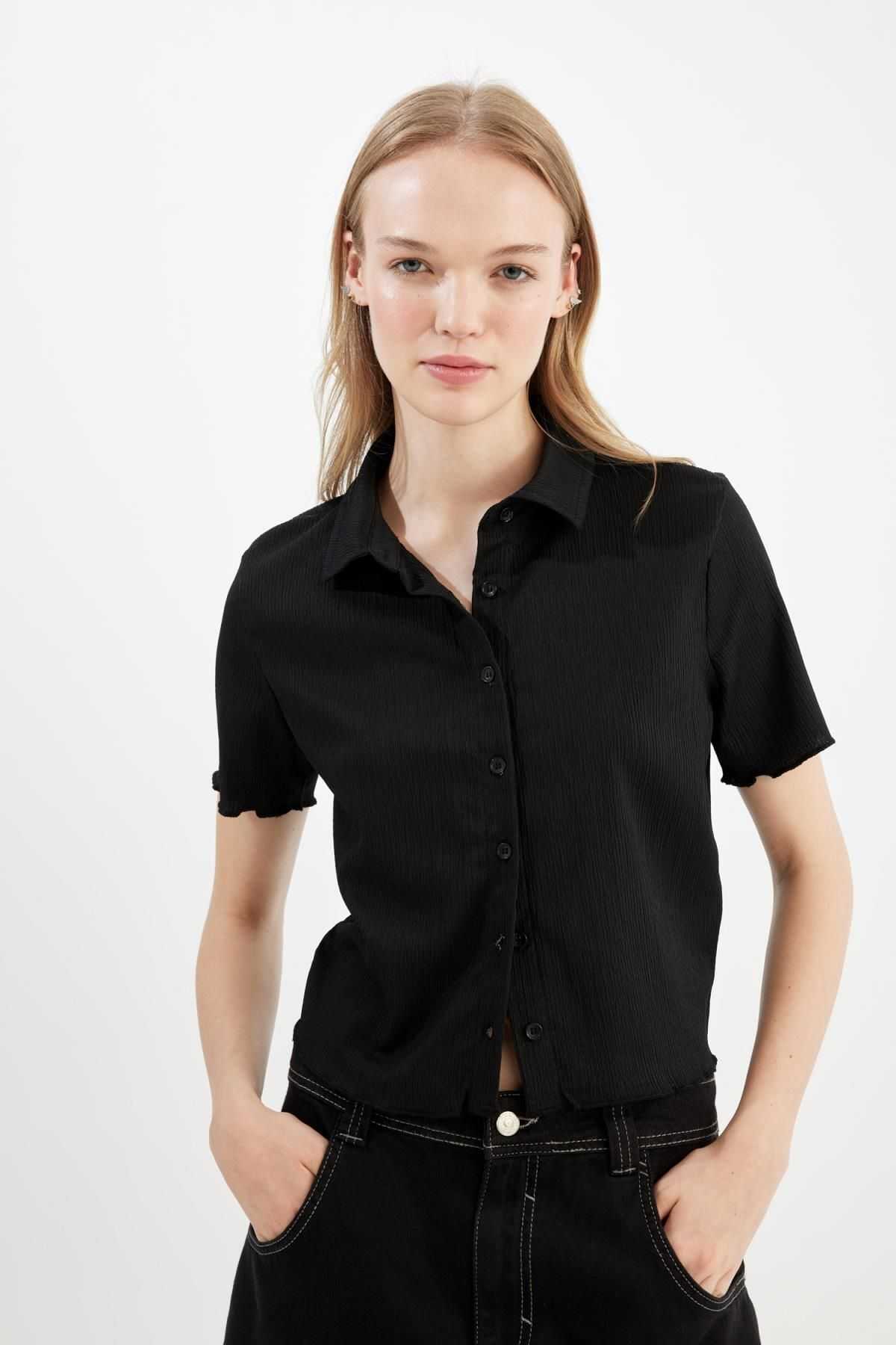 پیراهن آستین کوتاه چروک شده خنک