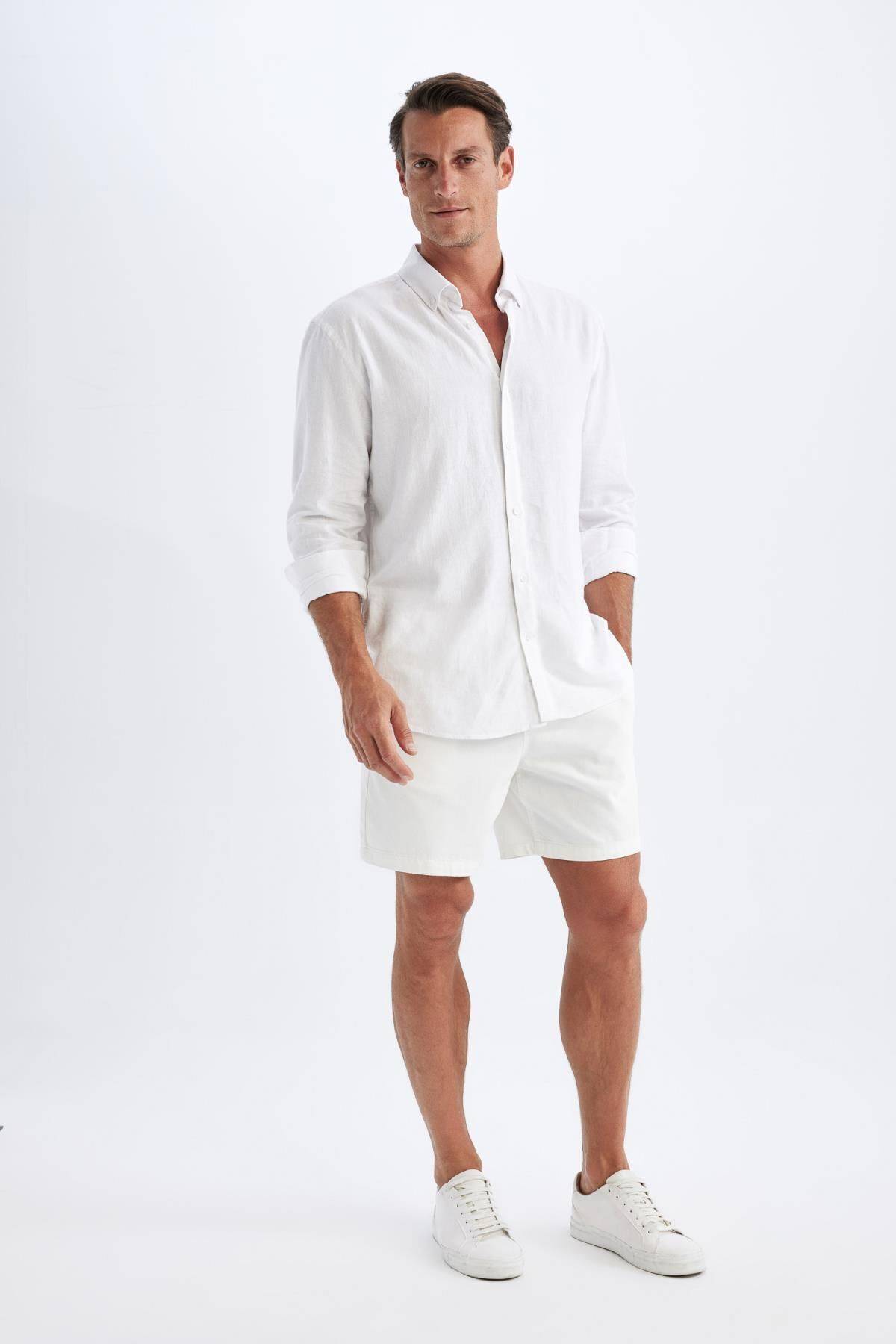 شلوارک جین برمودای سفید Relax Fit