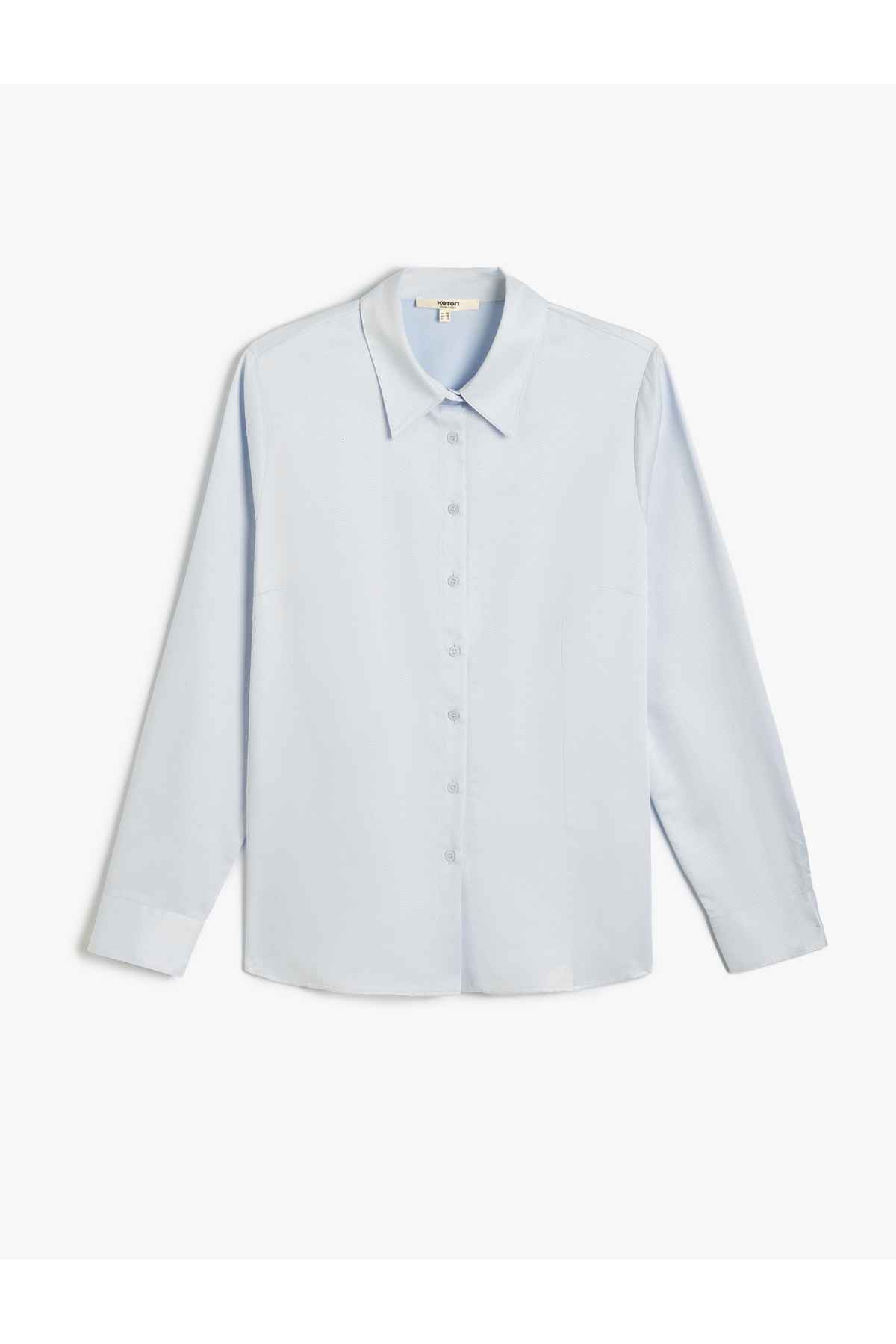 پیراهن کلاسیک پوپلین آستین بلند و منظم