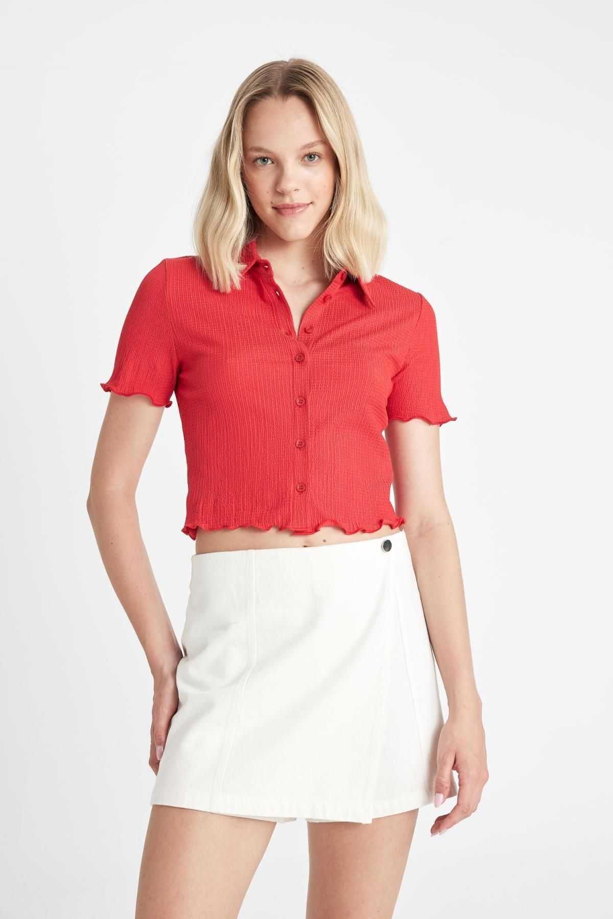 پیراهن آستین کوتاه چروک دار D3527ax24hs