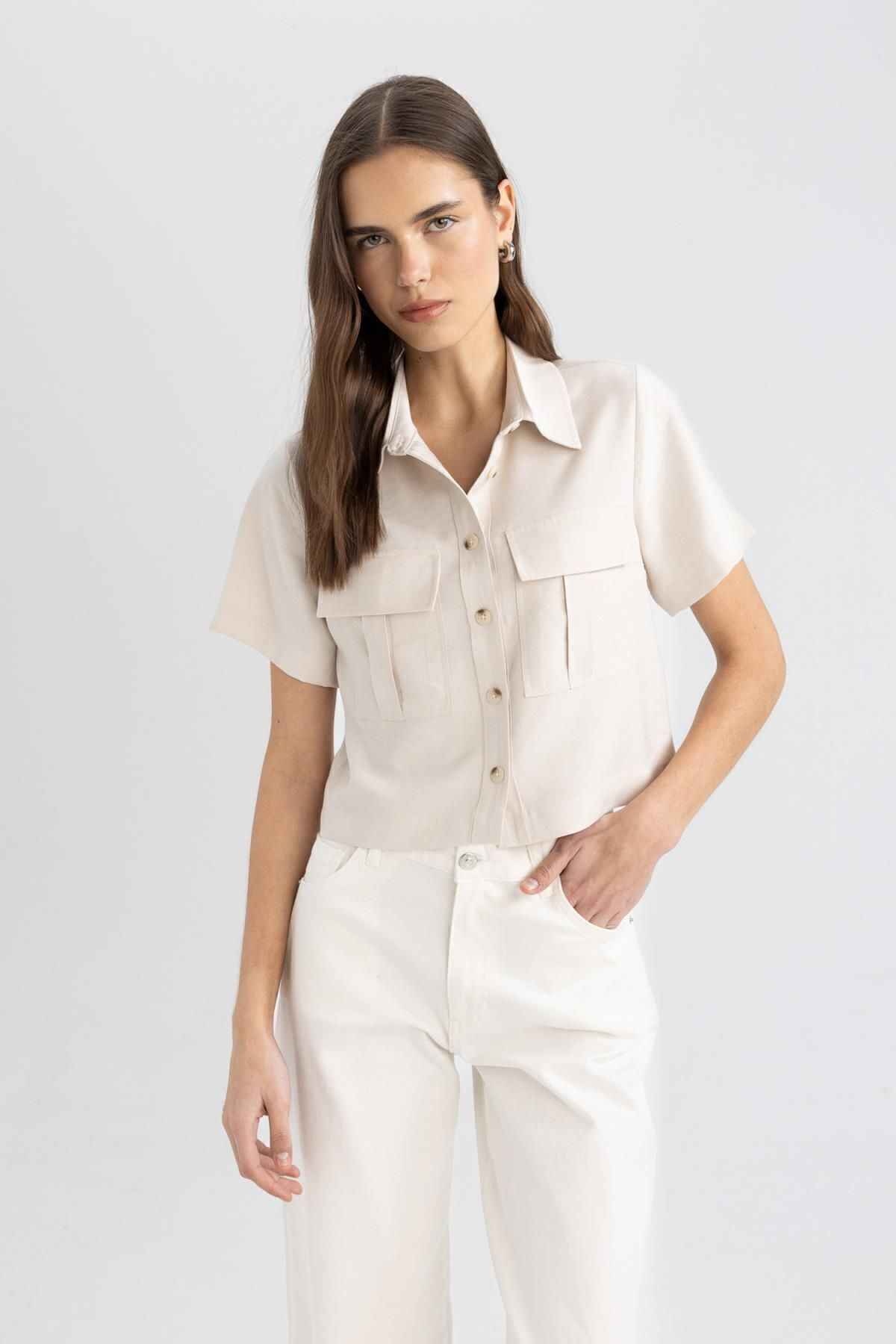 پیراهن آستین کوتاه یقه کوتاه