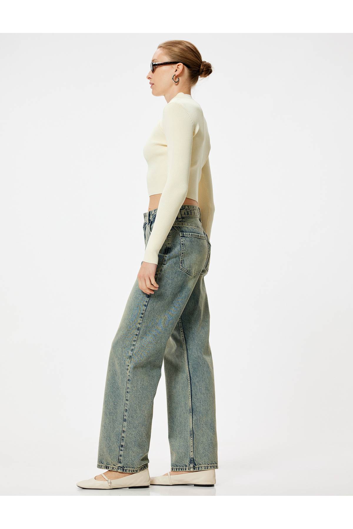 جین راسته دکمه دار - جین راسته ایو