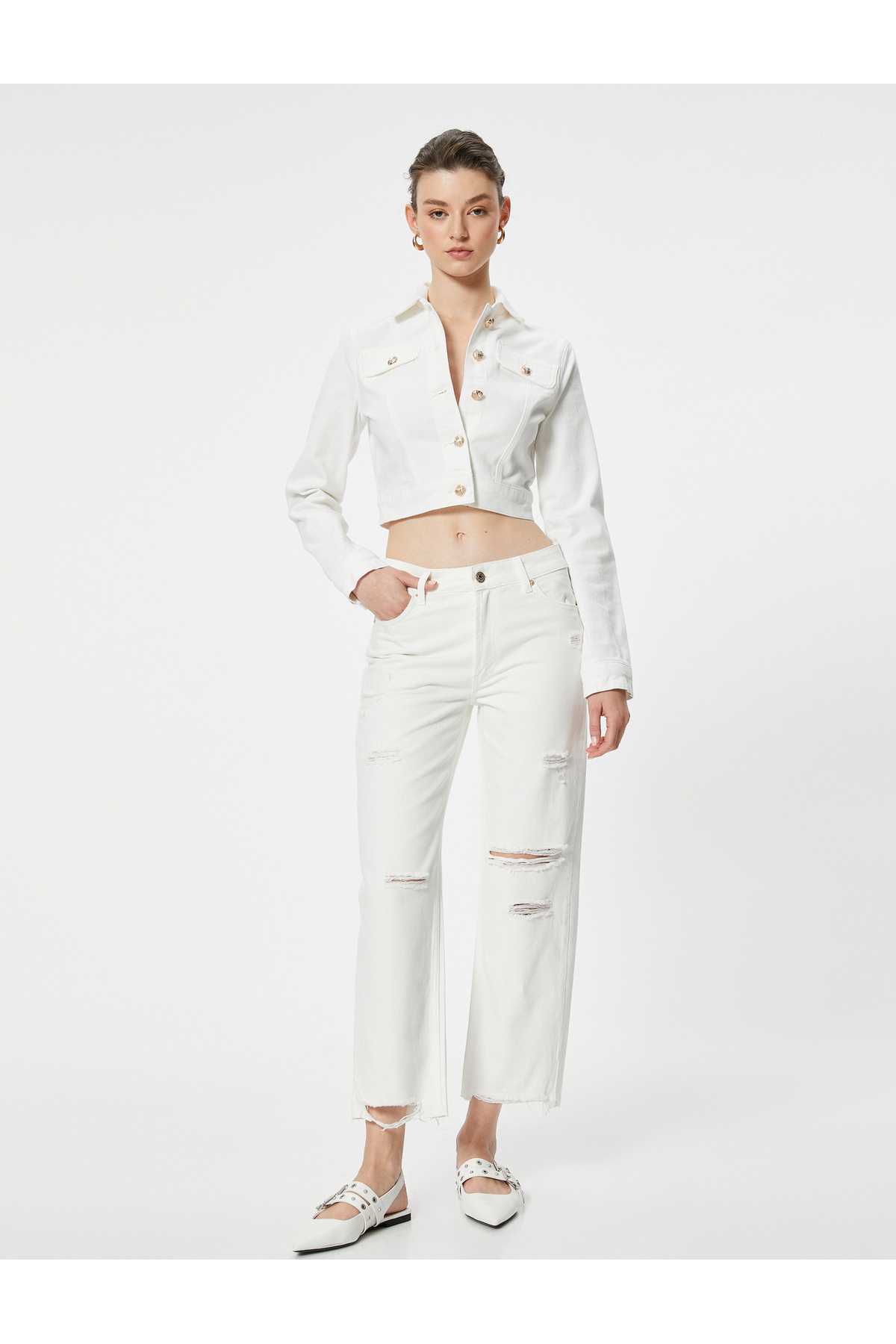 جین پاره شده با جیب های راسته - جین راسته ایو