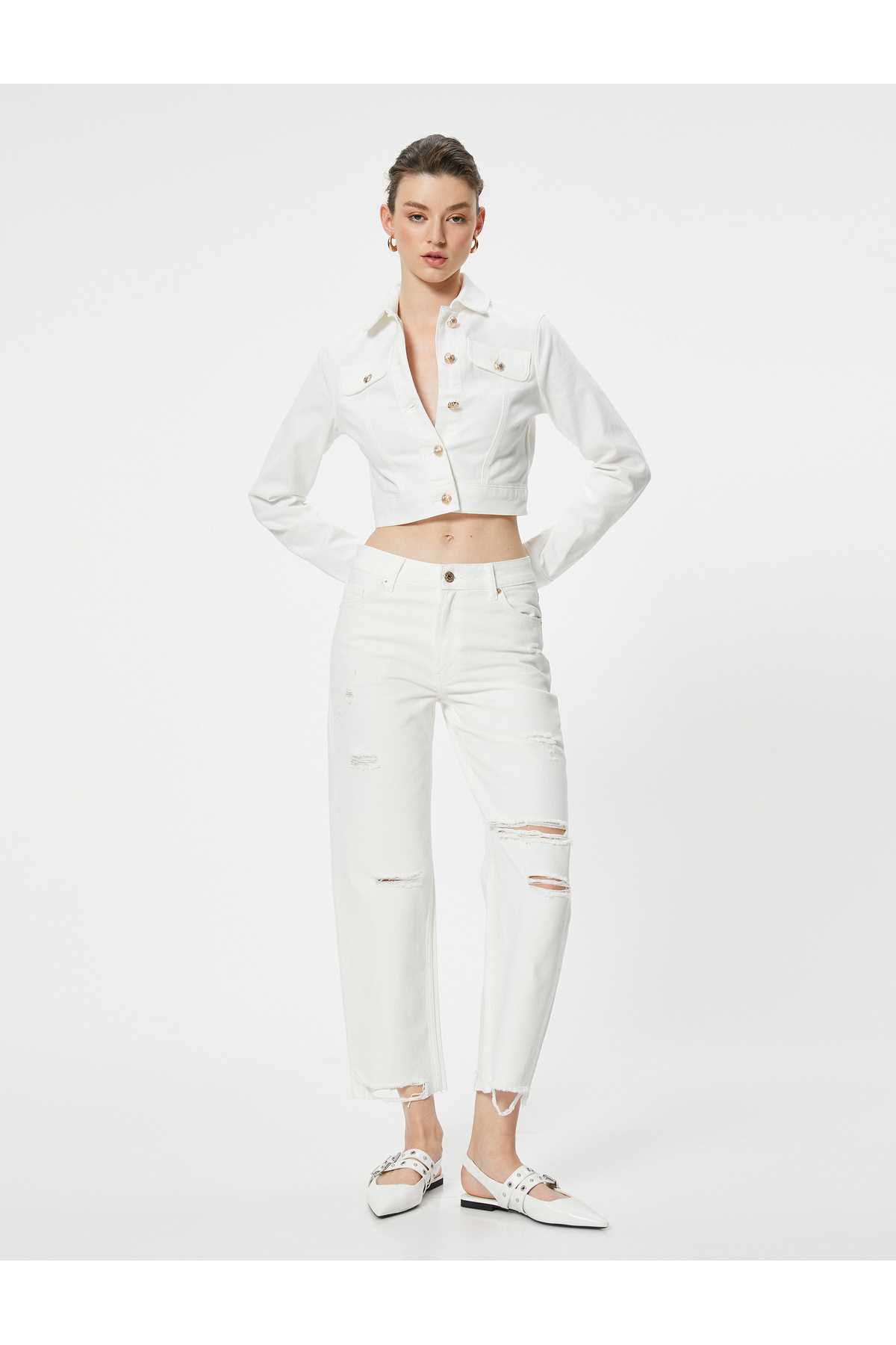 جین پاره شده با جیب های راسته - جین راسته ایو