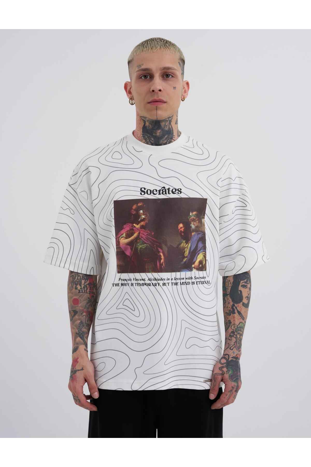 تیشرت مردانه سوکراتس فوق سایز ECRU