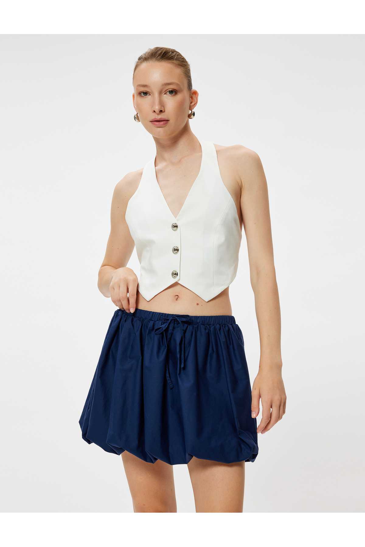 دامن بادکنکی کوتاه کمربند نخی