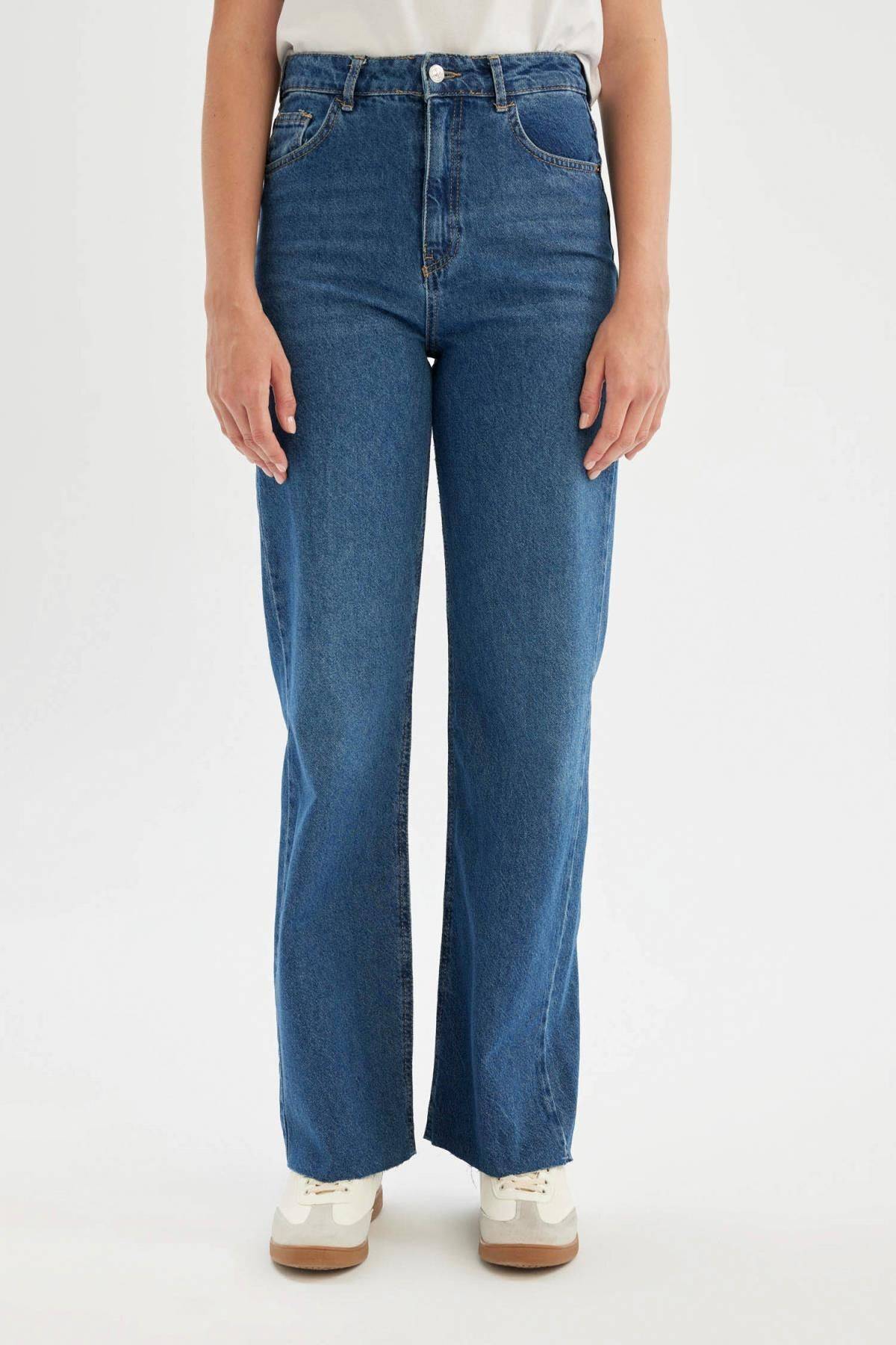 شلوار جین گشاد دور کمر بلند مدل 90 D4310ax24au