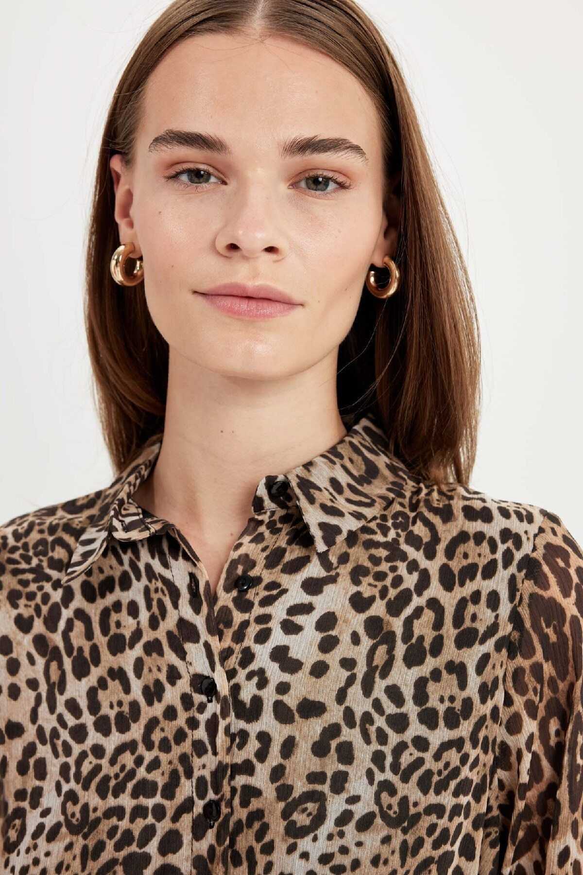 لباس کوتاه آستین بلند طرح پلنگی