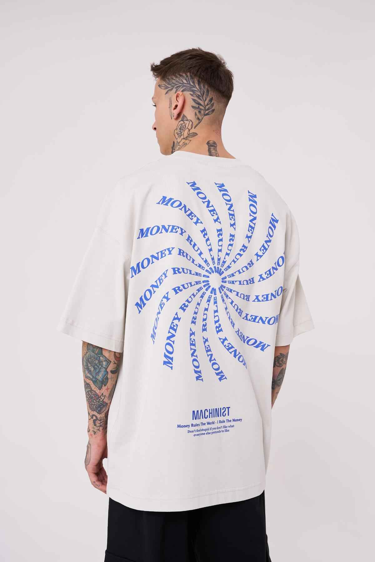 تیشرت مردانه نقش پولی چاپ شده سایز بزرگ سبز روشن