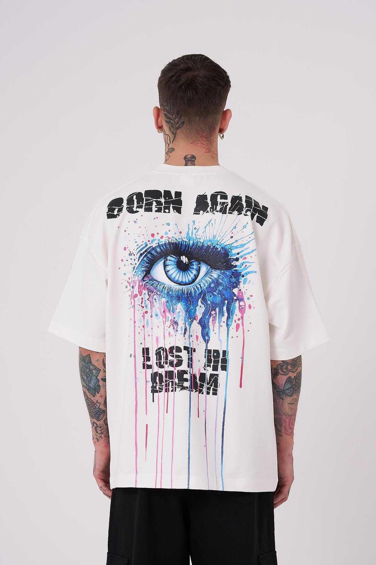 تیشرت مردانه طوسی با چاپ بزرگ Lost in Dream