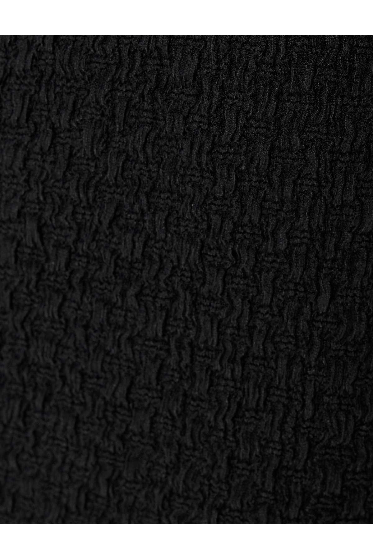 دامن مدادی بافت با چاک میدی با جزییات باریک