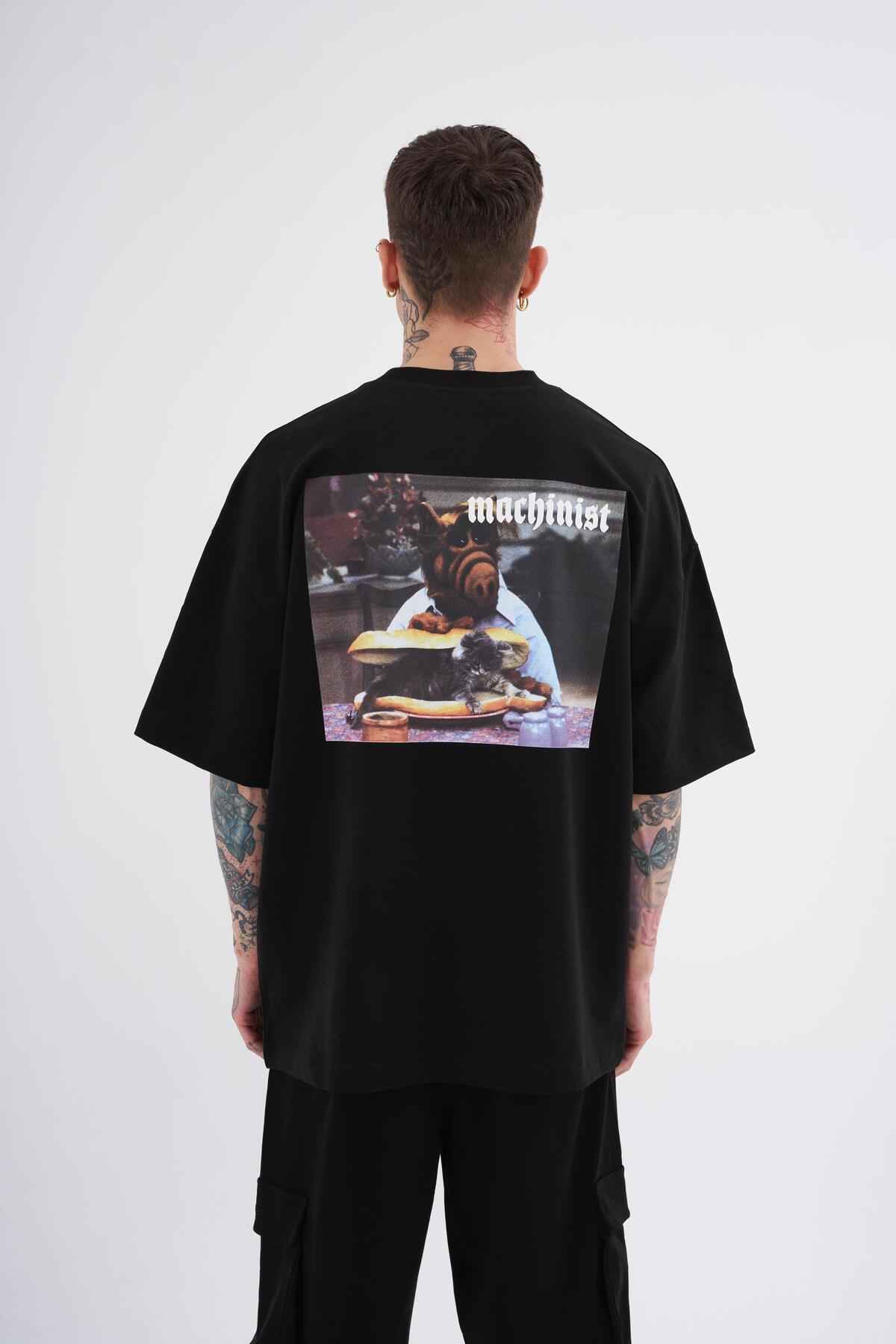 تیشرت مردانه مشکی با چاپ آلف