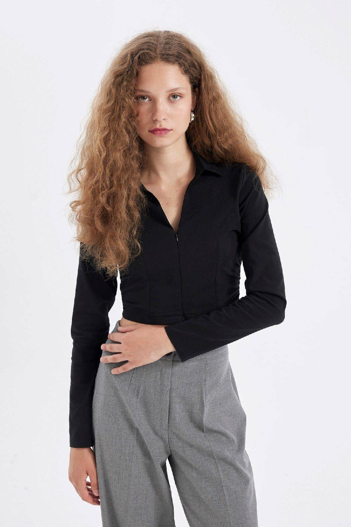 بلوز آستین بلند بنگالی یقه پیراهن مناسب