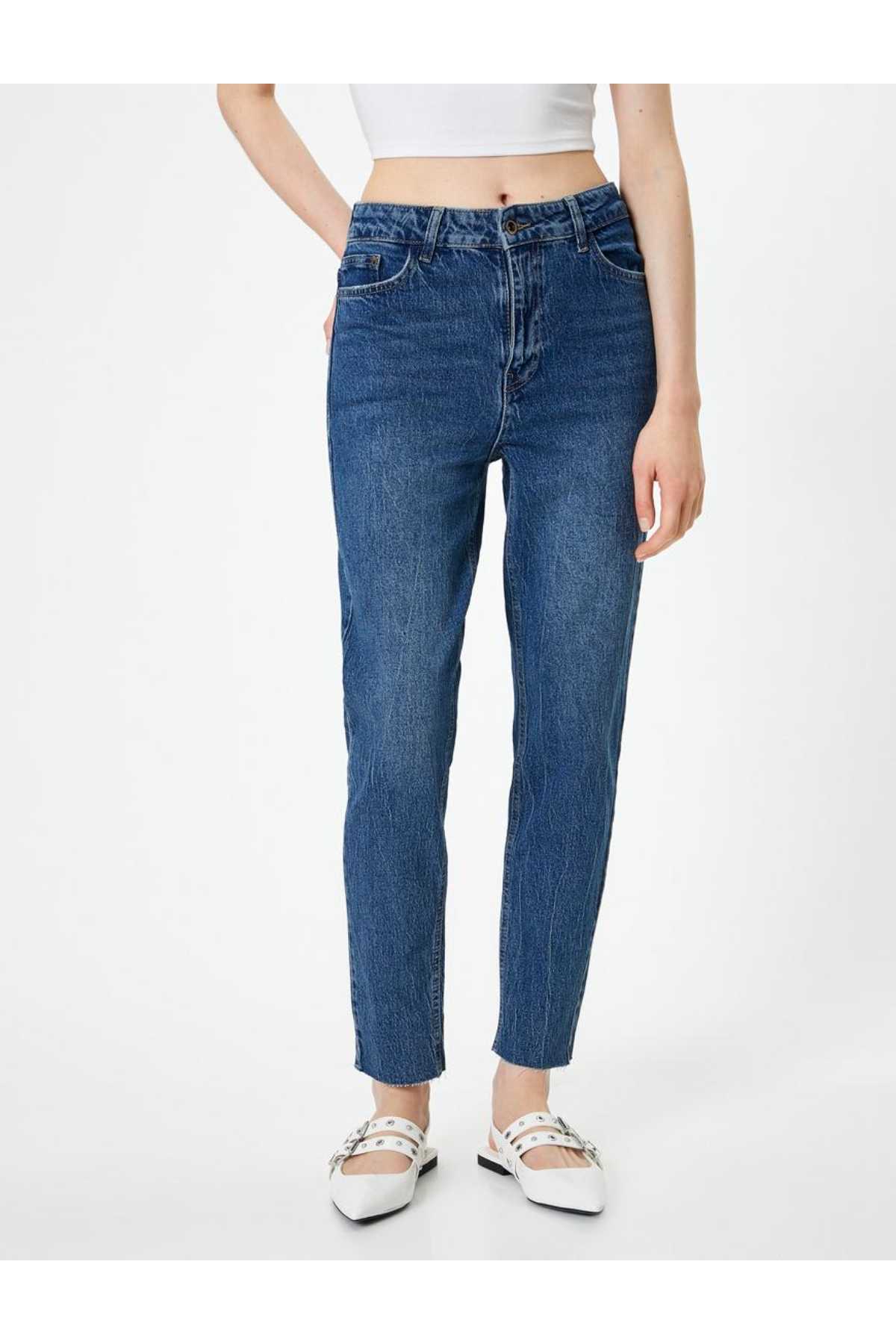 شلوار جین کمر بلند باریک و راست پا نخی - ایو اسلیم جین