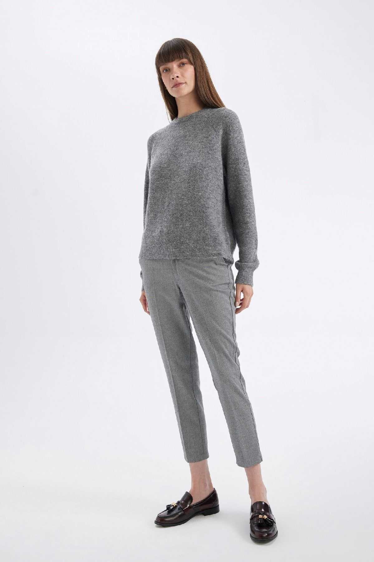 شلوار صاف کمر بلند چینو