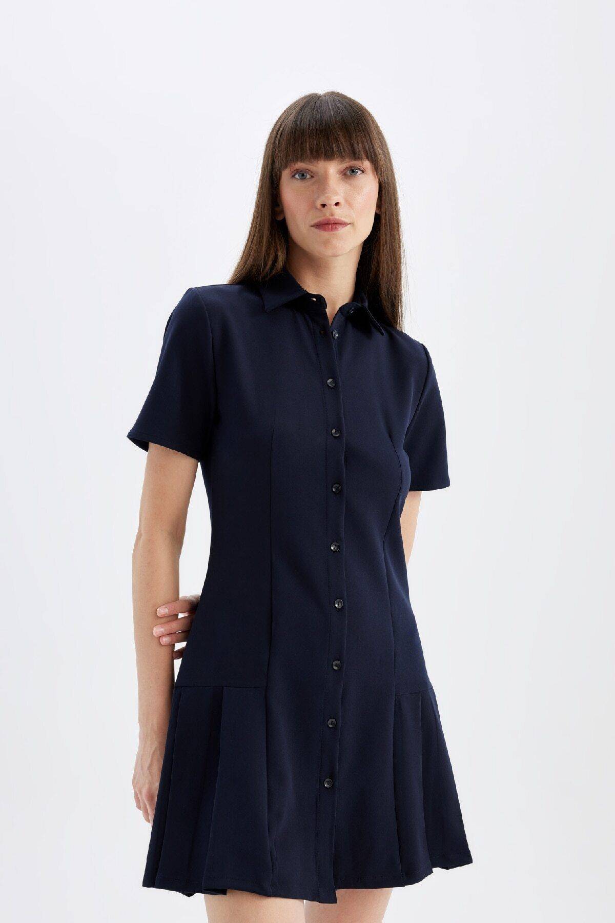 لباس کوتاه آستین کوتاه یقه پیراهن