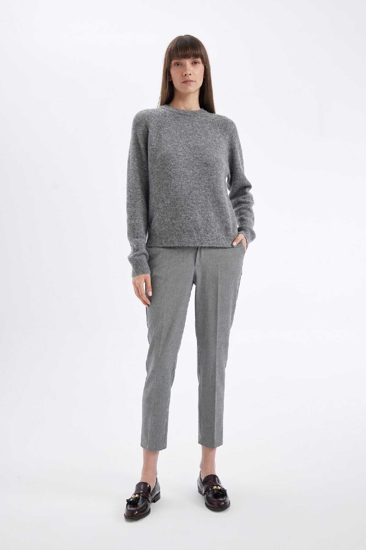 شلوار صاف کمر بلند چینو