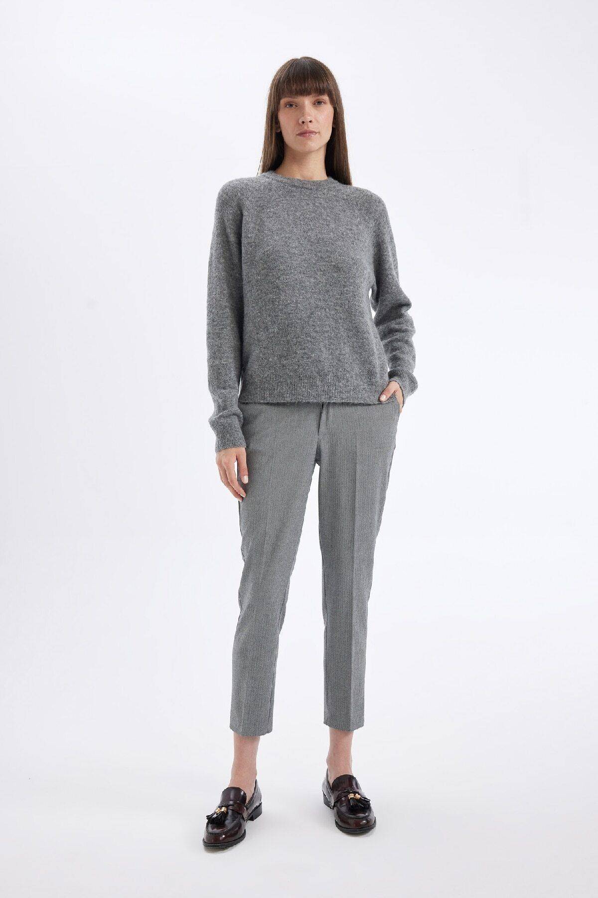 شلوار صاف کمر بلند چینو