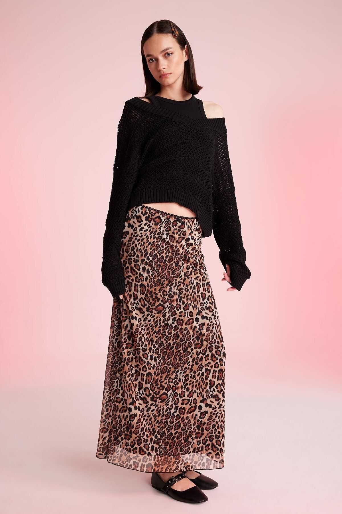 ژاکت بافتنی یقه V شکل مشکی زنانه D4633ax24au