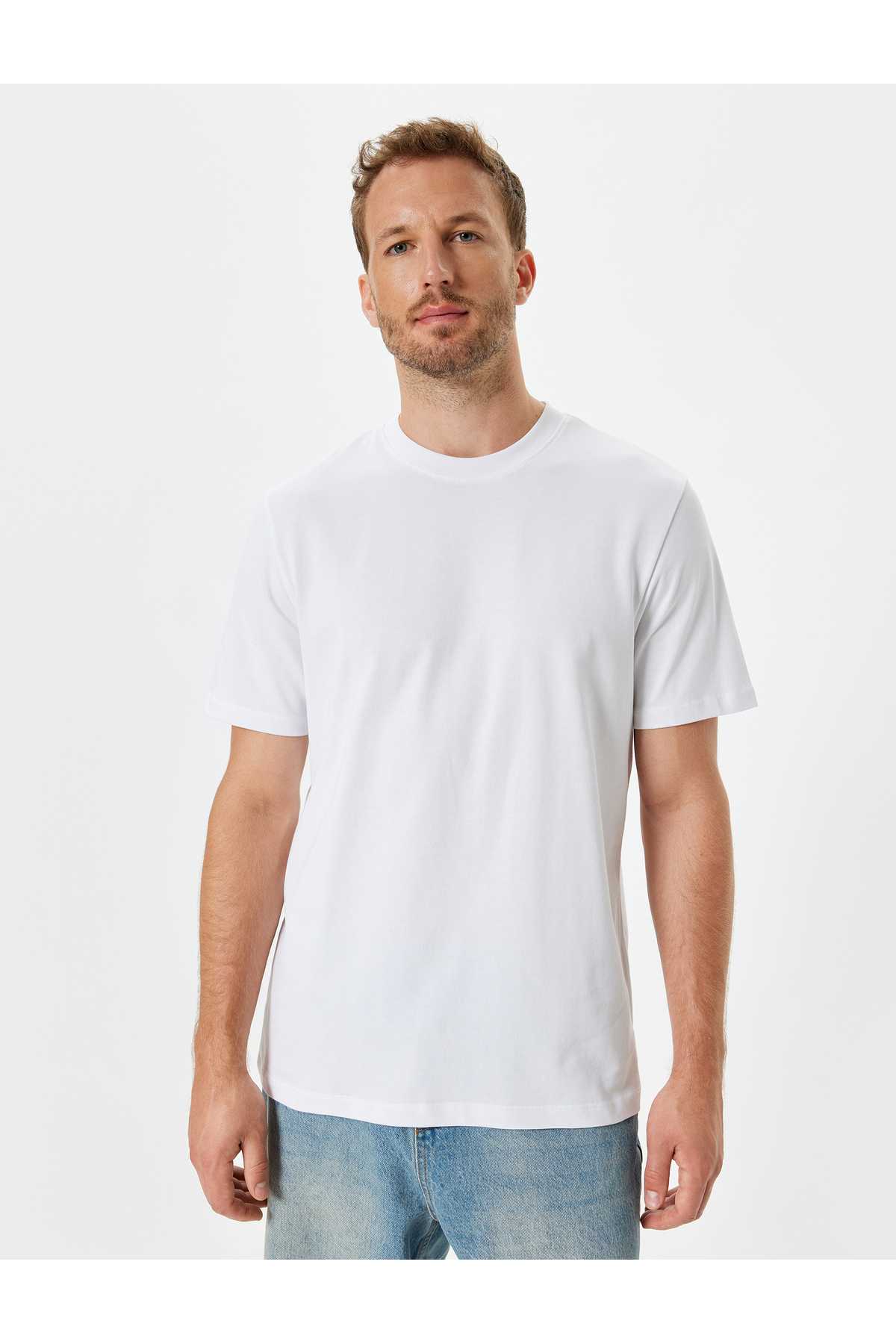 تیشرت پایه یقه خدمه آستین کوتاه نخی