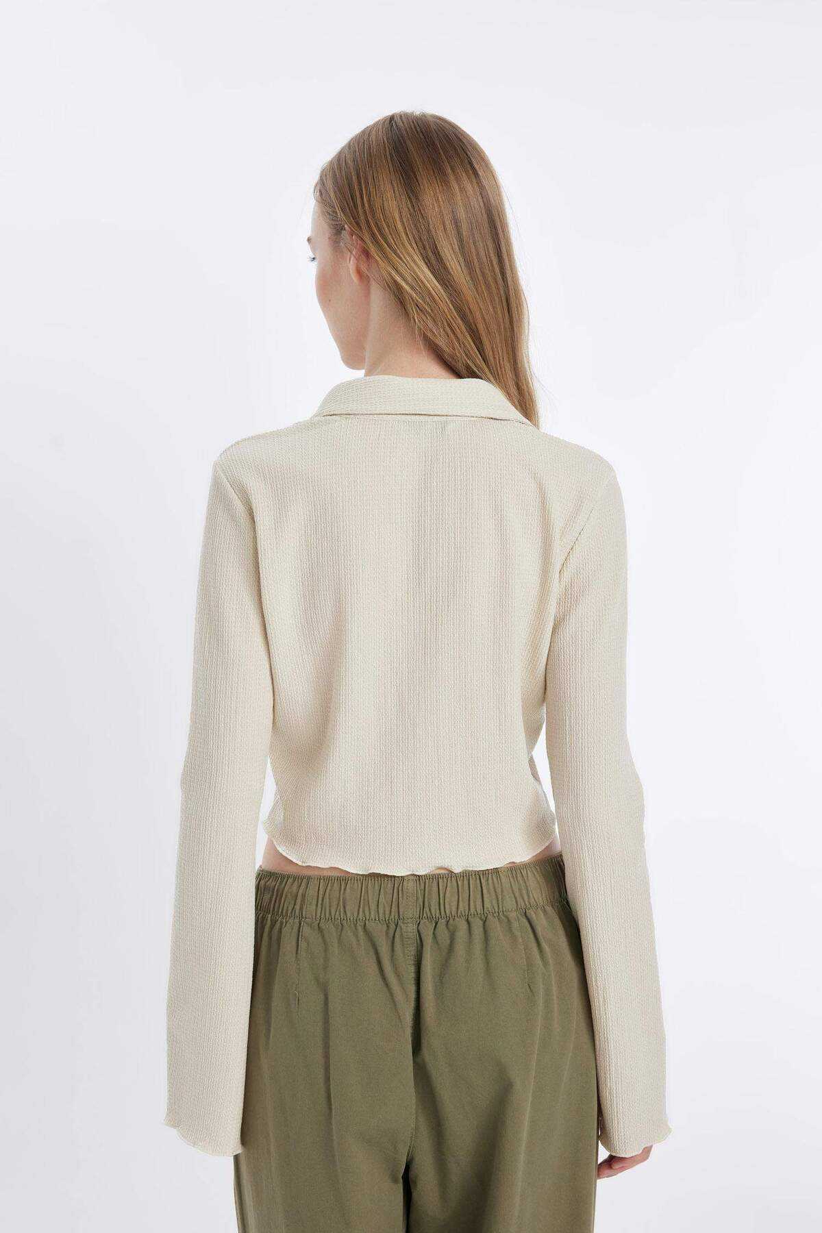 یقه پیراهن ساده با بسته بندی ساده پیراهن آستین بلند C1889ax24au