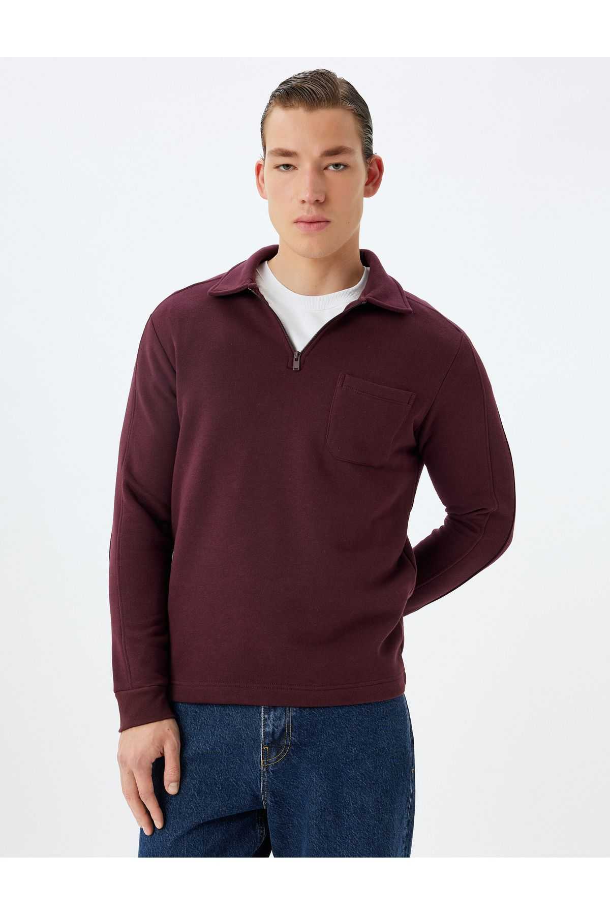 سویشرت یقه یقه دار پایه آستین بلند ترکیبی از پنبه